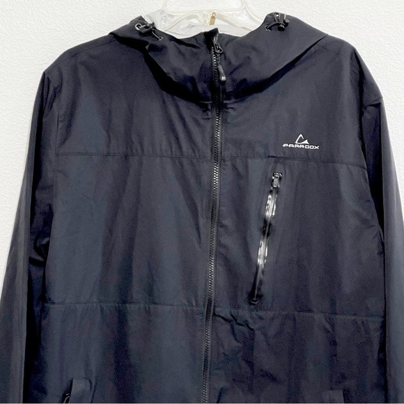 Paradox Woman Black Hood Rain Windbreaker Lightweight Winter Jacket Size L - Picture 2 of 12